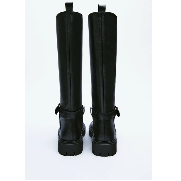 ZARA LEATHER BOOTS WITH BUCKLE US 6.5 - Picture 5 of 15